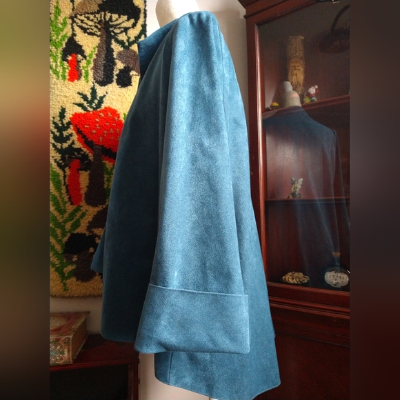 IC Collection by Connie K blue faux suede large button closure sweater size XL - Picture 4 of 8